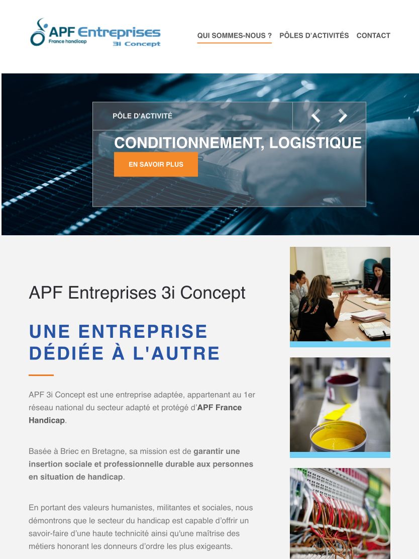 APF Entreprises 3i Concept sur tablette