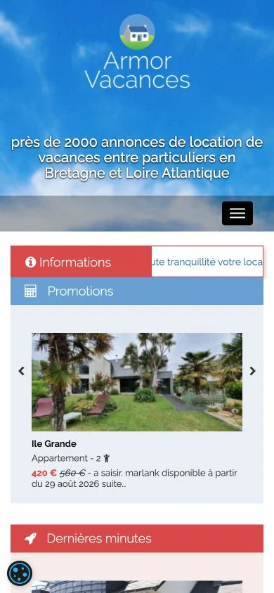Armor Vacances sur smartphone