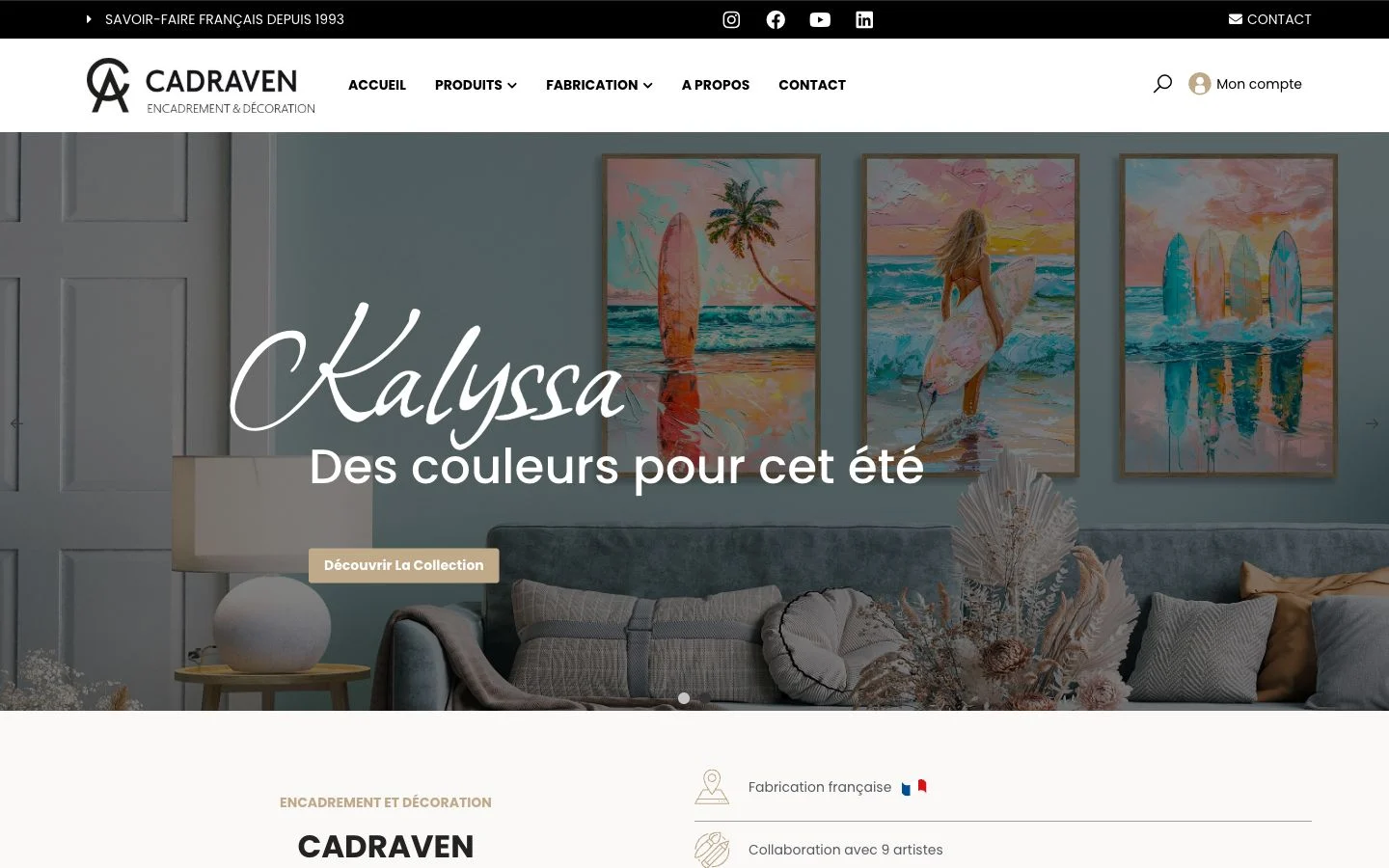 Site Cadraven sur ordinateur