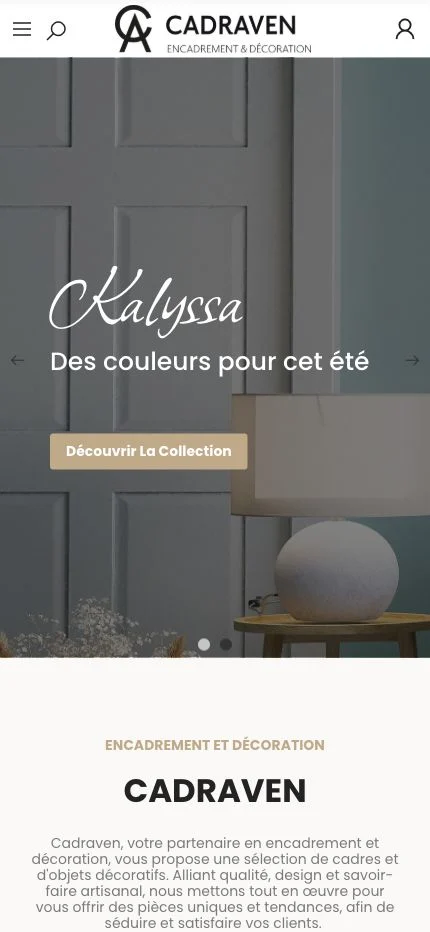 Site Cadraven sur smartphone