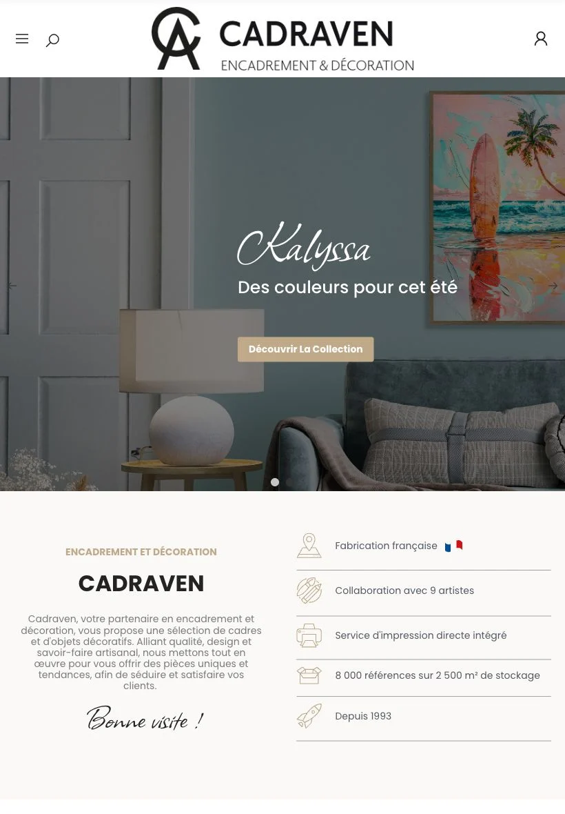 Site Cadraven sur tablette