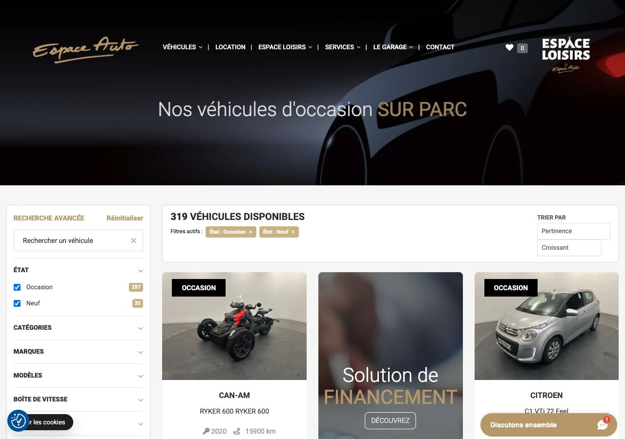 Espace Auto Quimper sur ordinateur