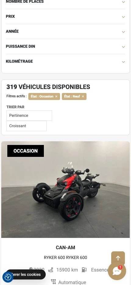 Espace Auto Quimper sur smartphone