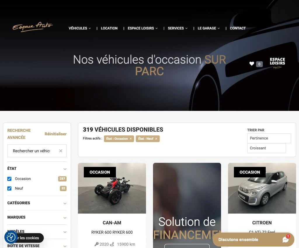Espace Auto Quimper sur tablette